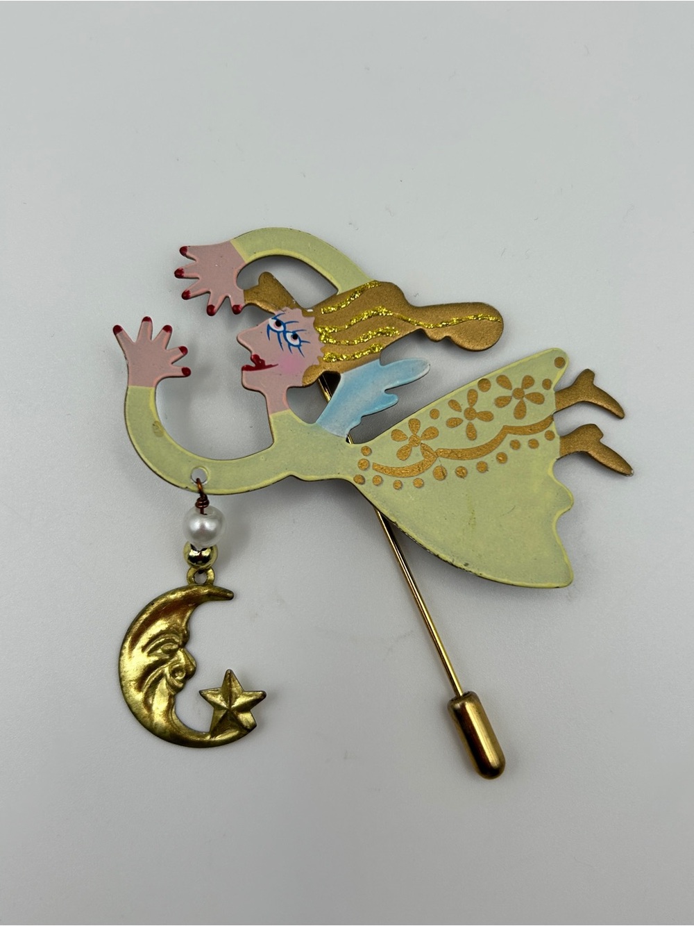 Karen Rossi Silvestri Fanciful Flights Moon Brooch Stick Pin